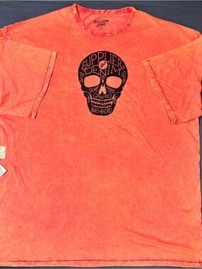 Rivet De Cru Orange Short Sleeve Skull Graphic Tee XXXL